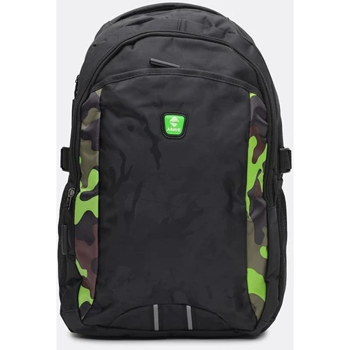 Мужской рюкзак Monsen черный (CТТ1777green-black): Фактура Тканая, Матовая