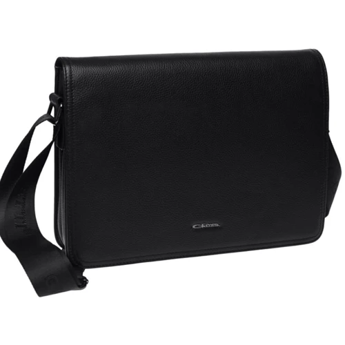 Чоловіча сумка почтальонка Giorgio Ferretti чорна (0149d15-black): Матеріал Натуральна шкіра