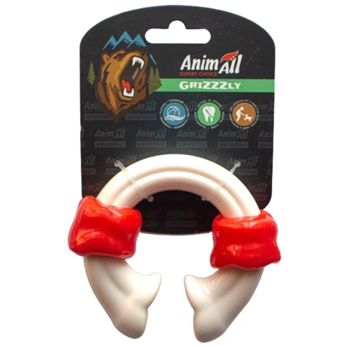 Игрушка AnimAll GrizZzly 9949 косточка-кольцо 10.8х9.7х3.6 см PS9020 красно-белая (149165)