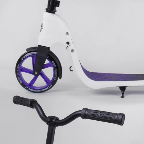 Самокат двоколісний Best Scooter c PU колесами, широким велосипедним кермом, новим затискачем керма Purple (98441): Тип гальма ножний