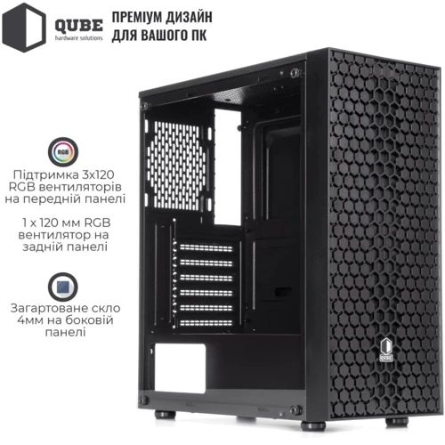 Корпус QUBE CARNIVAL RGB Black (CARNIVAL_FCNU3): Типоразмер Midi-Tower