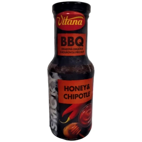 Соус BBQ Vitana стейковый с медом и копченым перцем 230 мл (8593837269464)