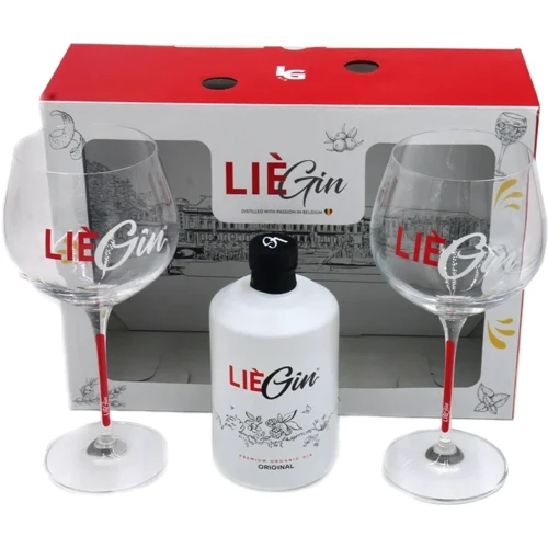 Джин Lie Original в подарочной упаковке + 2 стакана 43% 0.5 л (EV5413214100384)