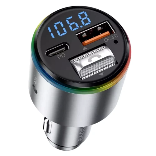Зарядное устройство Proove Car Charger USB+USB-C+AUX FM Launcher Power Drive PD+QC3.0 30W Silver (FMPD30110006): Кабель в комплекте отсутствует