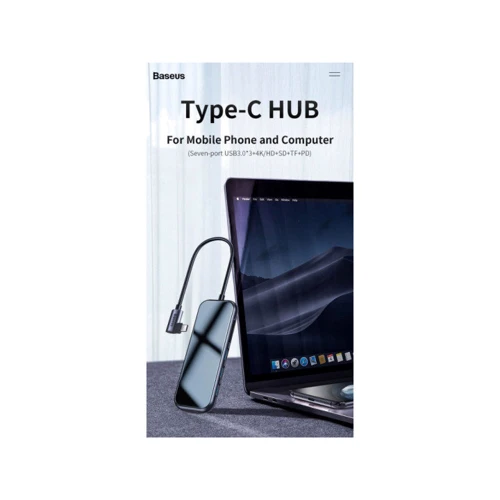 Адаптер Baseus Adapter Multifunctional USB-C to 3xUSB3.0+HDMI(4K)+USB-C+SD+TF Card Deep Gray (CAHUB-CZ0G) фото 4