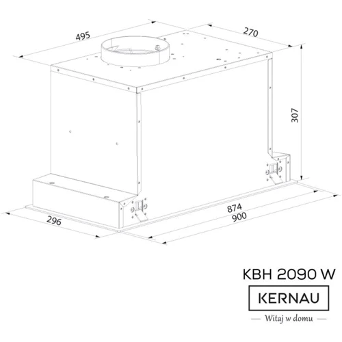 Вытяжка KERNAU KBH 2090 W: Тип воздухоочистителя Рециркуляция, Отвод