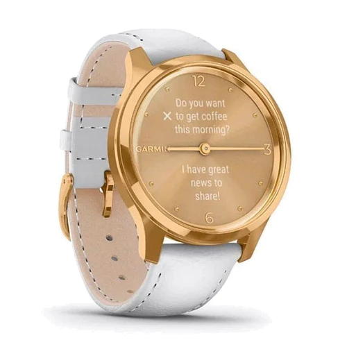 Смарт-часы Garmin Vivomove Luxe 24K Gold PVD Stainless Steel Case with White Italian Leather Band (010-02241-08): Производитель Garmin