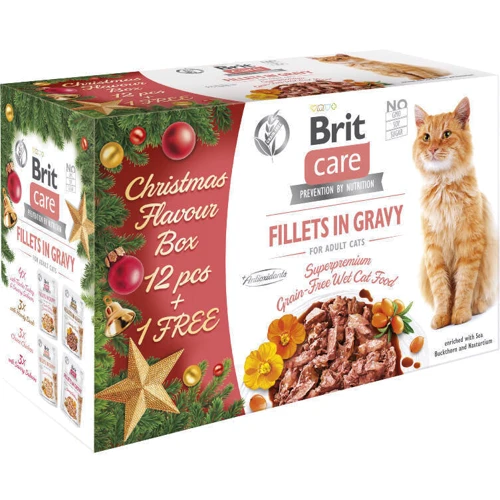 Рождественский набор влажного корма Brit Care Cat филе в соусе 12+1х85 г (8595602558551)
