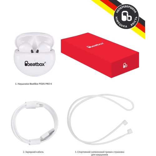 Наушники BeatBox PODS PRO 6 White: Сопротивление наушников (Ом) 16