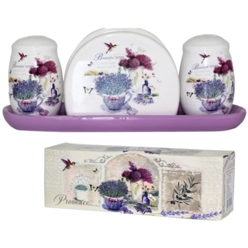 Набір для спецій S&T "Прованс" із серветницею на керамічній підставці (6912-6): Тип Набір для солі та перцю з серветницею