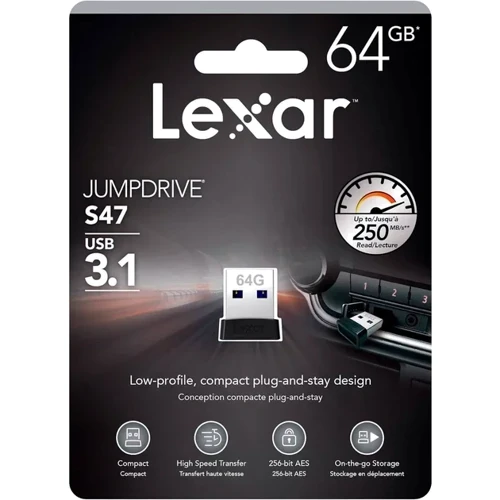 USB-флешка Lexar 64GB JumpDrive S47 USB 3.1 (LJDS47-64GABBK): Додатково шифрование данных