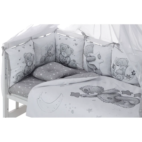Постельный комплект Babyroom Bortiki Print-08 Мишки серый (680726): Тип постельный комплект
