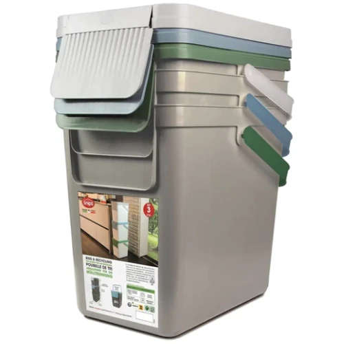 Контейнеры для сортировки мусора и отходов Snips комплект 3х30 л бежево-серый (8001136907647)