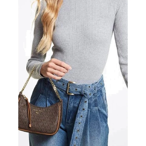 Сумка багет Michael Kors Jet Set Charm Small Logo Pochette темно-коричнева (32H1GT9C1B252): Тип Сумки