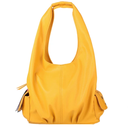 Женская сумка хобо Laskara желтая (LK-10239-yellow): Материал Искусственная кожа