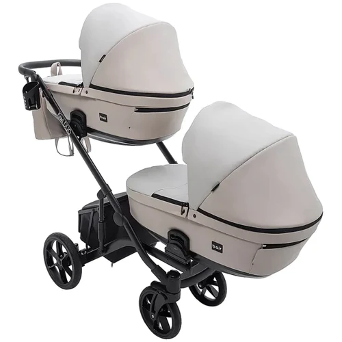 Коляска универсальная для двойни 2 в 1 Bair Kiwi DUO ECO BKD-32/33 бежевый / капучино (681042): Ширина шасси 59 см