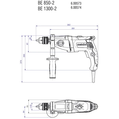 Дрель Metabo BE 850-2 (600573810): Производитель Metabo