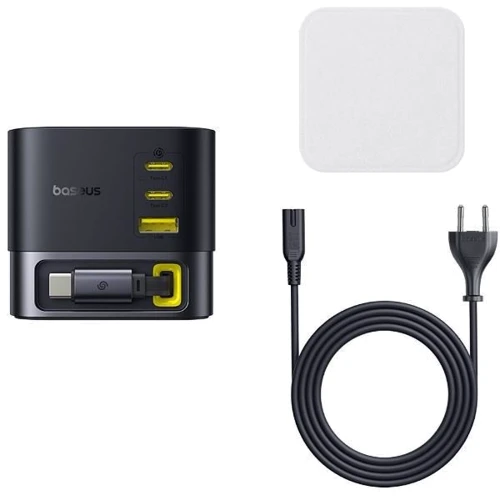 Зарядное устройство Baseus Wall Charger 2xUSB-C+USB GaN Retractable-C 100W Black (P10164001123-00): Количество USB-портов 3