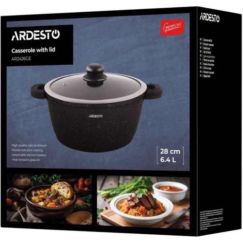 Каструля Ardesto Gemini Anzio 28 см 6.4 л (AR2426GE): Тип джерела тепла Электрические плиты, Стеклокерамические плиты, Индукционные плиты, Газовые плиты, Все виды плит