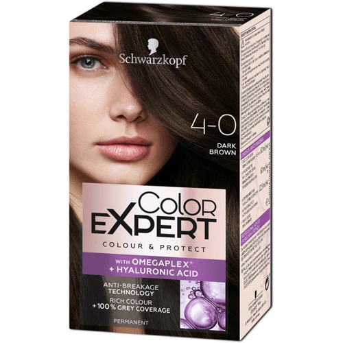 Color Expert Стойкая крем-краска с гиалуроновой кислотой 4-0 Темно-каштановый 142.5 ml