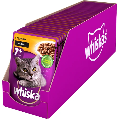 Влажный корм для котов старше 7 лет Whiskas с курицей в соусе 100г (3065890128477): Основные ингредиенты Курица