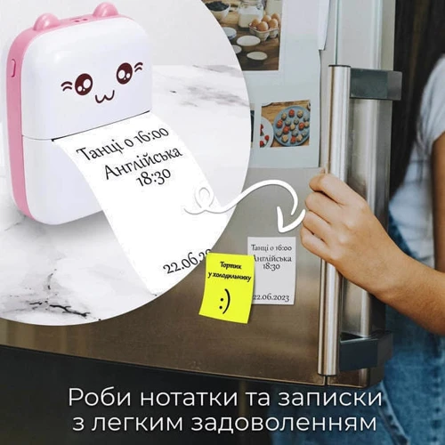 Портативный детский принтер Mini printer с термопечатью Pink фото 3