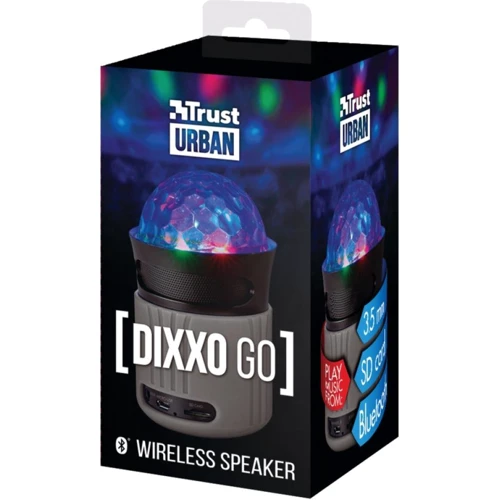 Акустика Trust Dixxo Go Wireless Bluetooth Speaker with party lights grey (21345): Частотный диапазон 100-20000 Гц