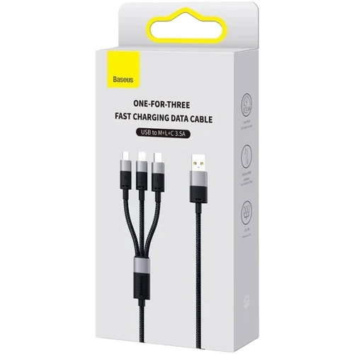 Кабель Baseus USB Cable to Lightning/microUSB/USB-C StarSpeed Fast Charging 3.5A 0.6m Black (P10319900111-00) фото 5