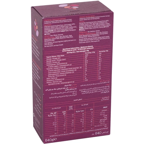 Мюсли Dorset Cereals Cranberry, cherry & almonds 50% фруктов, орехов и семян 540 г (5018357006779): Вес нетто 540 г