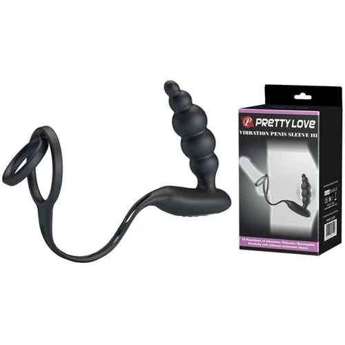 Эрекционное кольцо с анальным вибро стимулятором Pretty Love - VIBRATION PENIS SLEEVE III, BI-210200