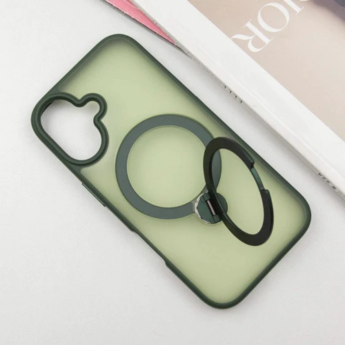 Чохол для iPhone Mobile Case Metal Buttons with MagSafe HQ Ring Green для iPhone 16: Матеріали поликарбонат и полиуретан