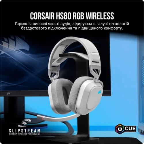 Наушники Corsair HS80 RGB Wireless White (CA-9011236-EU): Тип конструкции полноразмерные