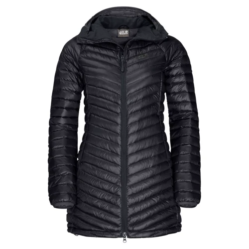 Пуховик Jack Wolfskin Atmosphere Coat W 1204691-6000 44 черный демисезонный с капюшоном