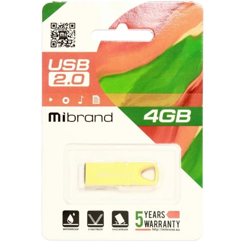 USB-флешка Mibrand 4GB Taipan Gold USB 2.0 (MI2.0/TA4U2G): Стандарт USB USB 2.0