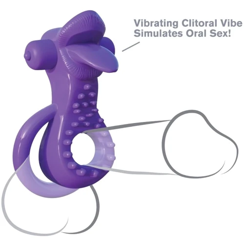 Стимулятор клитора и эрекционное кольцо Lovely Licks Couples Ring Purple