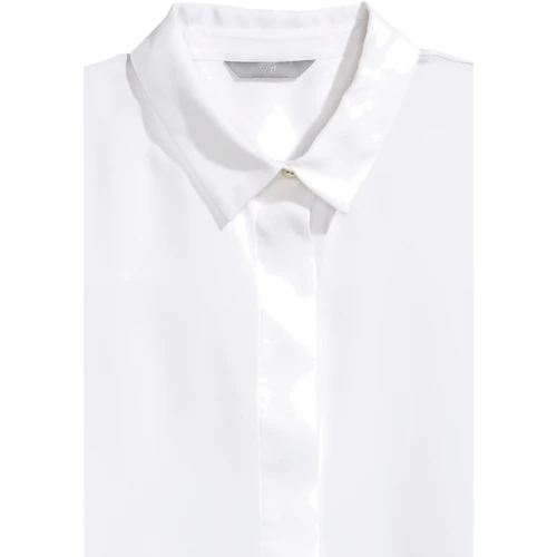 Блуза H&M 3087524 42 белая с длинным рукавом: Сезон Демисезон