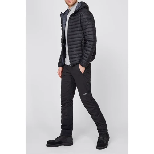 Куртка CMP Man Jacket Fix Hood Nero-Titanio 30K2747-87UH 52 черная демисезонная с капюшоном: Фасон Стеганый