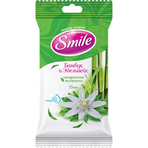 Серветки вологі Smile Бамбук та Едельвейс 15 шт