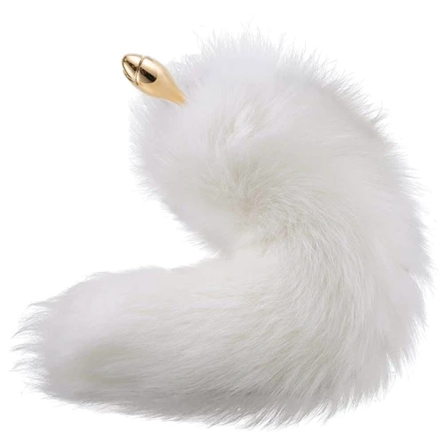 Анальная пробка LOCKINK Sevanda White Fox-Tail Anal Rose-shape Plug