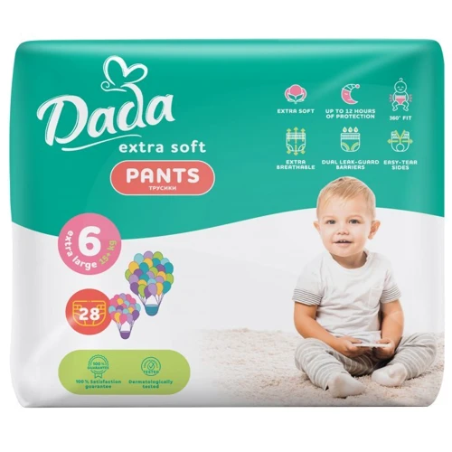 Трусики-подгузники Dada Extra Soft 6 XL 15+ кг 28 шт (4820174980696)