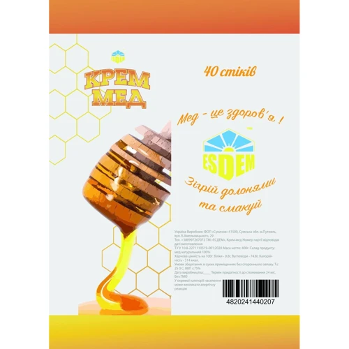 Мед натуральный Esdem порционный в стиках 20х10 г (4820241440047) фото 1