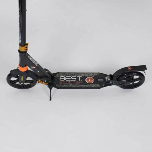 Самокат алюмінієвий Best Scooter c PU колесами і 2 аммортизаторами Black / Orange (85029): Тип коліс литі