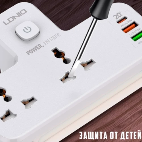 Сетевой фильтр LDNIO SC2311 White: Тип подключения фильтра Евровилка