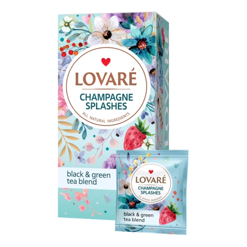 Чай Lovare CHAMPAGNE SPLASHES бленд зеленого и черного чая с ягодами и цветами 24х2 г пакетированный (4820198871147)