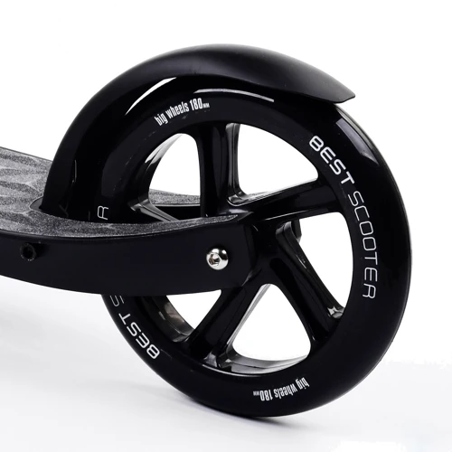 Двоколісний самокат Best Scooter з PU колесами, 1 амортизатором Black (00076): Тип коліс литі