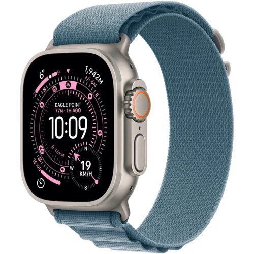 Apple Watch Ultra 3 GPS + Cellular 49mm Natural Titanium Case with Light Blue Alpine Loop - Medium (MEWM4)