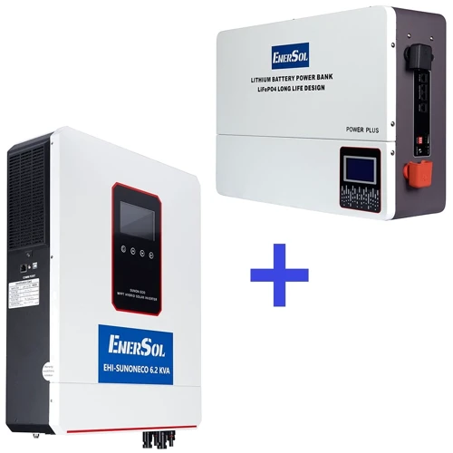 

Гибридный инвертор EnerSol 6.2 кВт, 51.2 В, с MPPT, Wifi +Аккумуляторная батарея LiFePO4 EnerSol, 5.12 кВт.ч , 100 А 51.2 В, с Bms