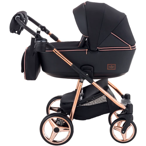 Універсальна коляска 2 в 1 Adamex Sierra Polar (Pink Gold) SR408 чорний - чорний шкіра (перфорація): Кількість блоків 1