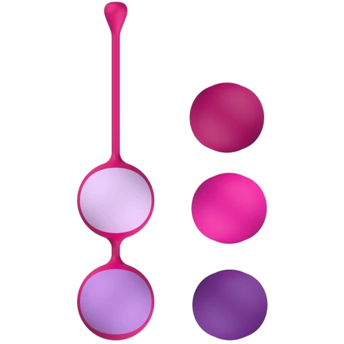 Вагинальные шарики Liebe Kewos — Cerise/Candy Violet, 5 шариков в комплекте, 15, 25, 35, 45 и 55 г