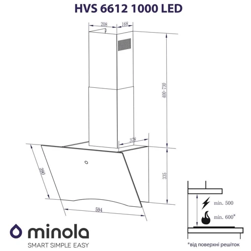 Вытяжка Minola HVS 6612 WH 1000 LED фото 9